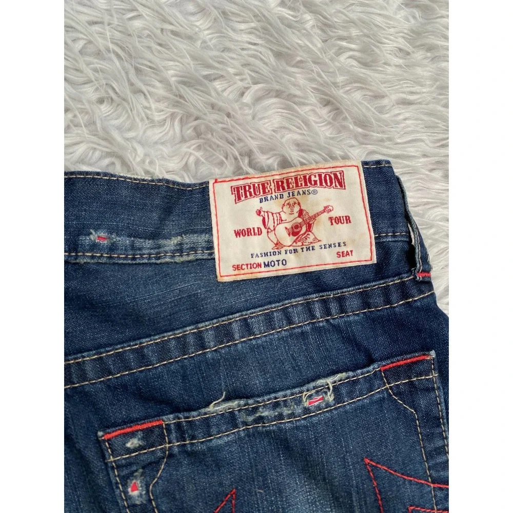 True Religion Moto Jeans Sz 36 Relaxed Straight Dark Wash